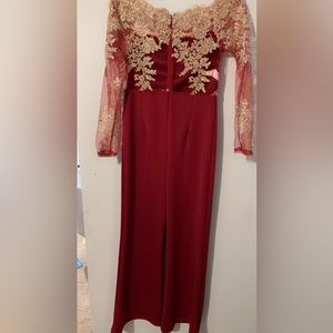 Long dressy jumpsuit Red/Gold